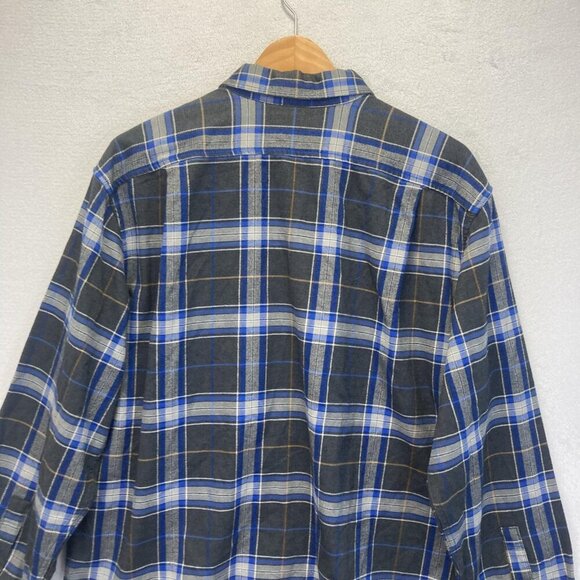 Eddie Bauer Relaxed Fit Flannel Shirt Mens Large Blue Gray Plaid Button Up Cabin - Picture 14 of 15